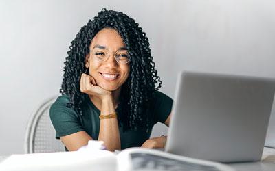 UB student on a laptop